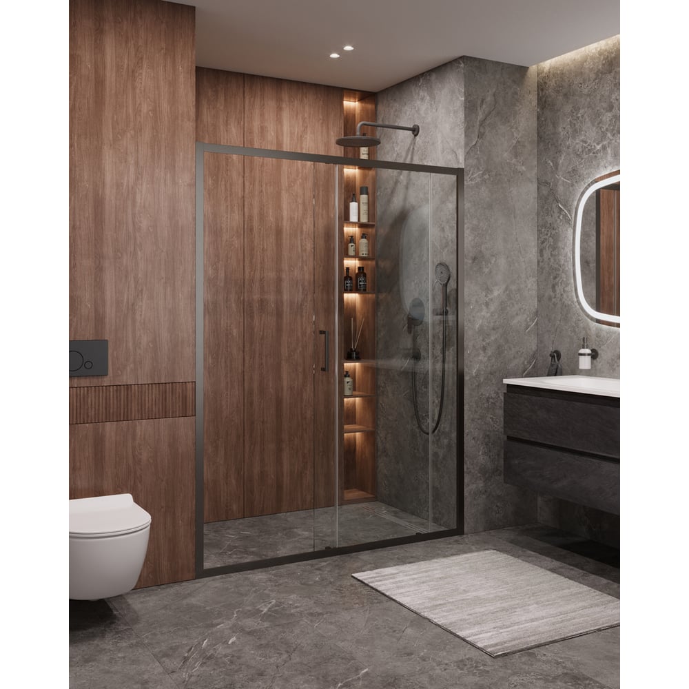 Изображение товара Душевая дверь Cezares MOLVENO-BF-1-160-C-GM-IV 1600 мм раздвижная стекло алюминий