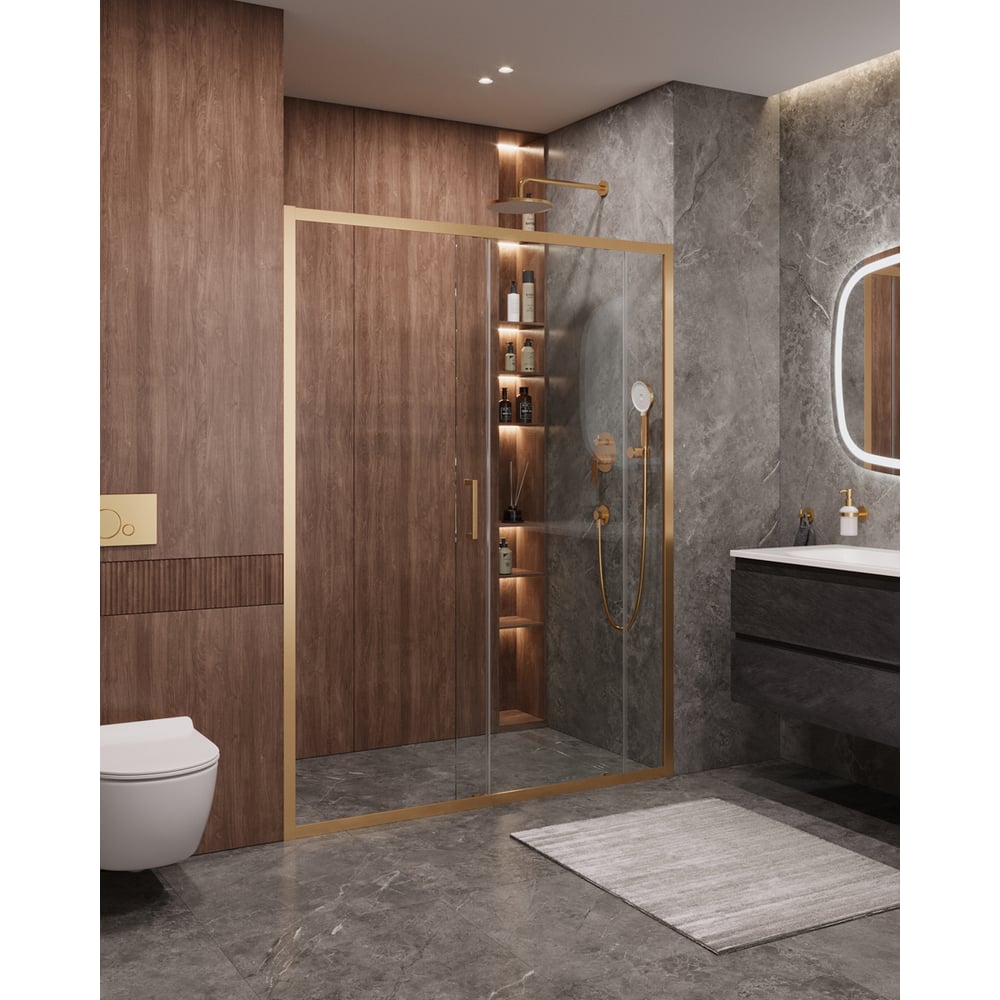 Изображение товара Душевая дверь Cezares MOLVENO-BF-1-160-C-BORO-IV 1600 мм стекло раздвижная