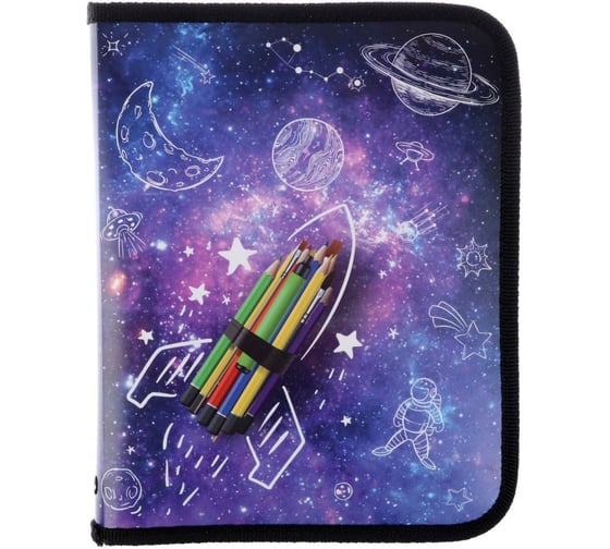 Изображение товара Универсальная пластиковая папка для тетрадей Calligrata Ракета А5 молния вокруг ПМ-А5-04 5496019