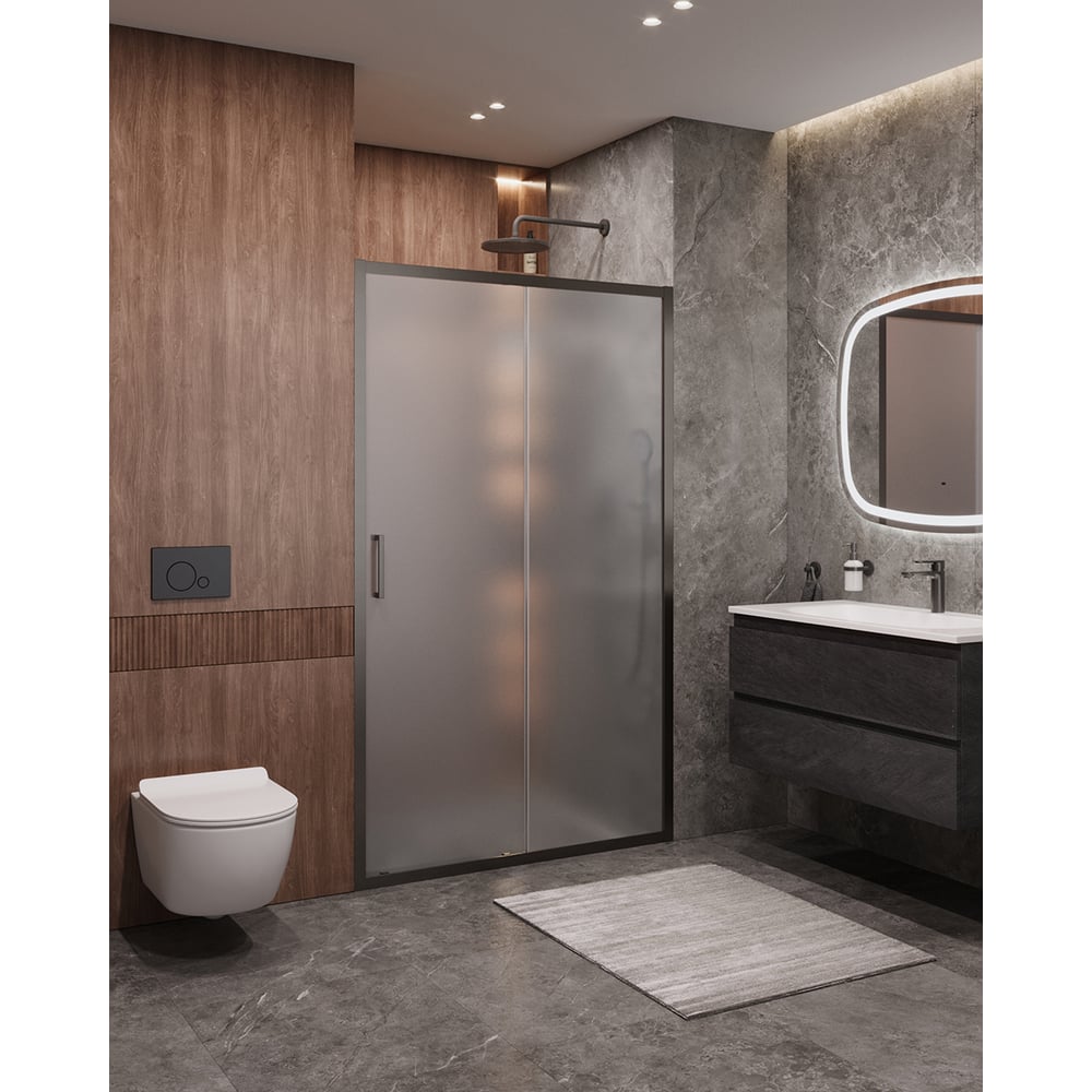 Изображение товара Душевая дверь Cezares MOLVENO-BF-1-120-P-GM раздвижная прозрачное стекло алюминий