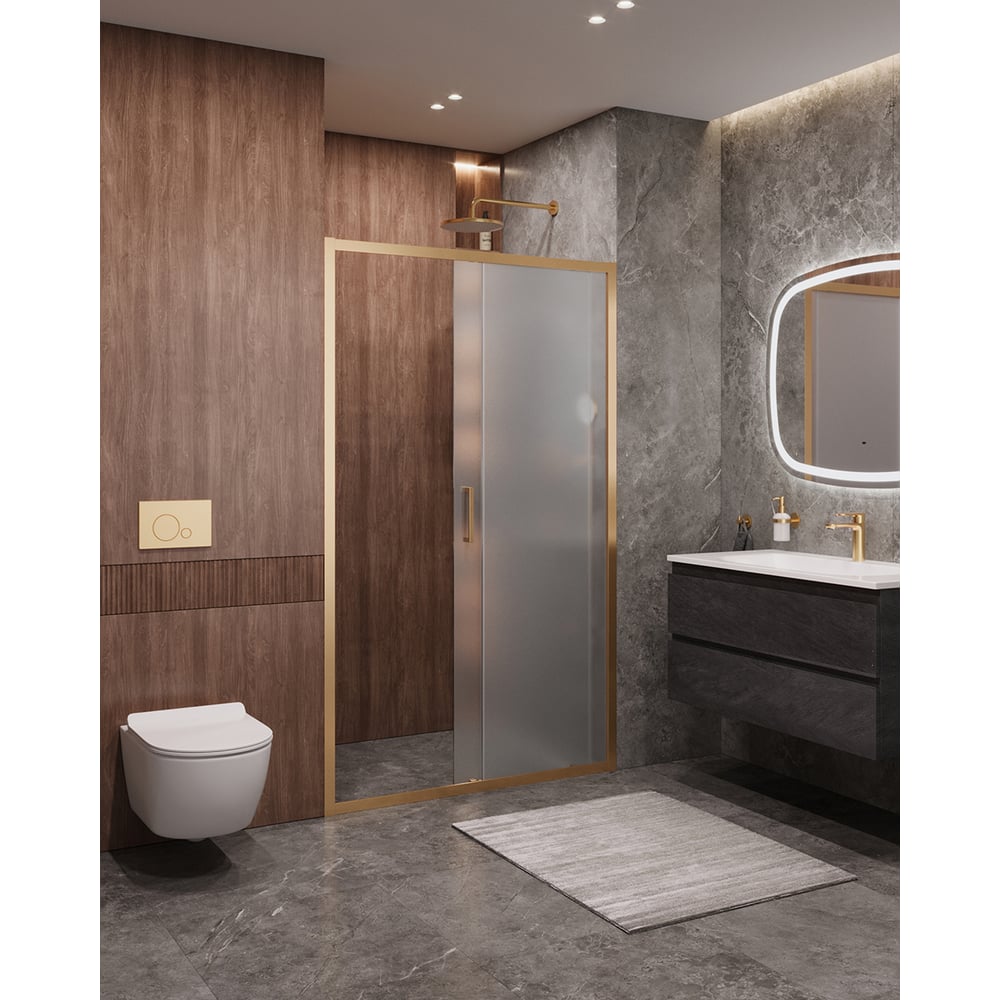 Изображение товара Душевая дверь Cezares MOLVENO-BF-1-120-P-BORO раздвижная из стекла с профилем золото