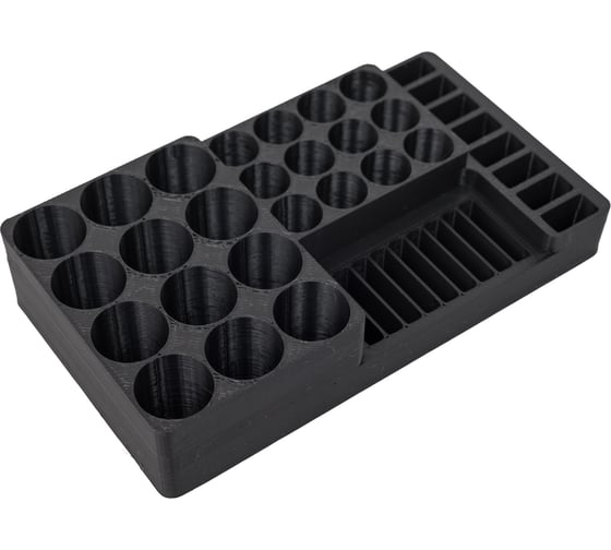 Изображение товара Органайзер бокс для батареек и аккумуляторов Saros Polymer 12шт AA, 12шт ААА, 9шт CR2032, 8шт LR44, XL, цвет Черный, 92009