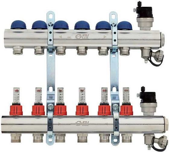 Изображение товара Коллекторная группа FIV 1- 9 выходов F.I.V. (Италия) с расходомерами (межосевое 20, 21 см универс.) 6247R009