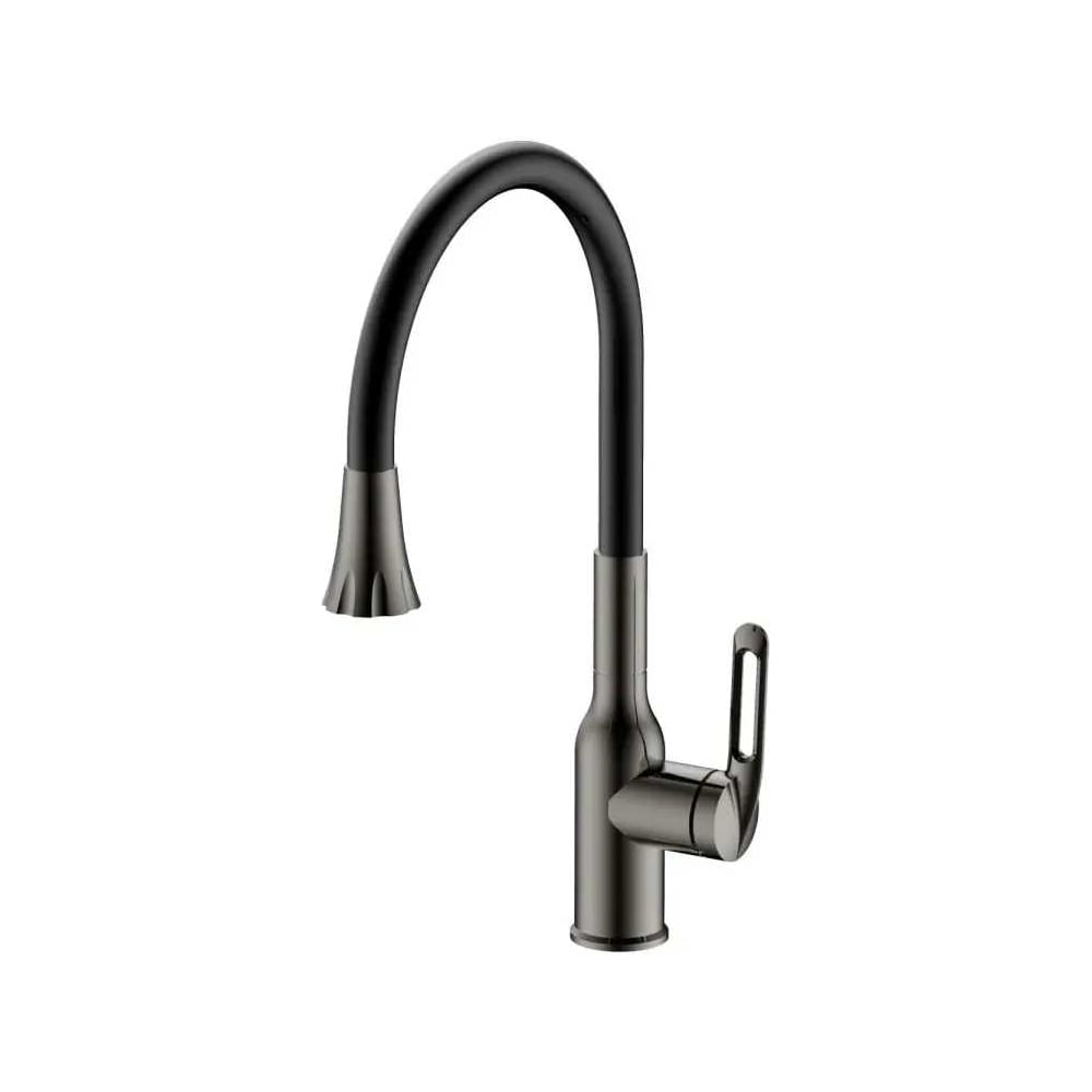 Изображение товара Смеситель для кухни HAIBA с гибким изливом и душем оружейная сталь HB42830-3