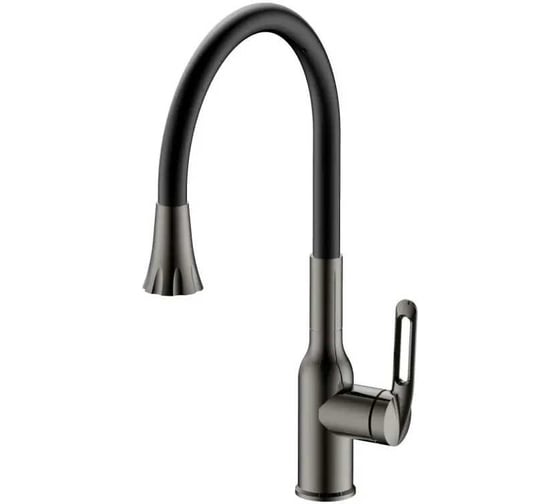 Изображение товара Смеситель для кухни HAIBA с гибким изливом и режимом душ, оружейная сталь HB42830-3