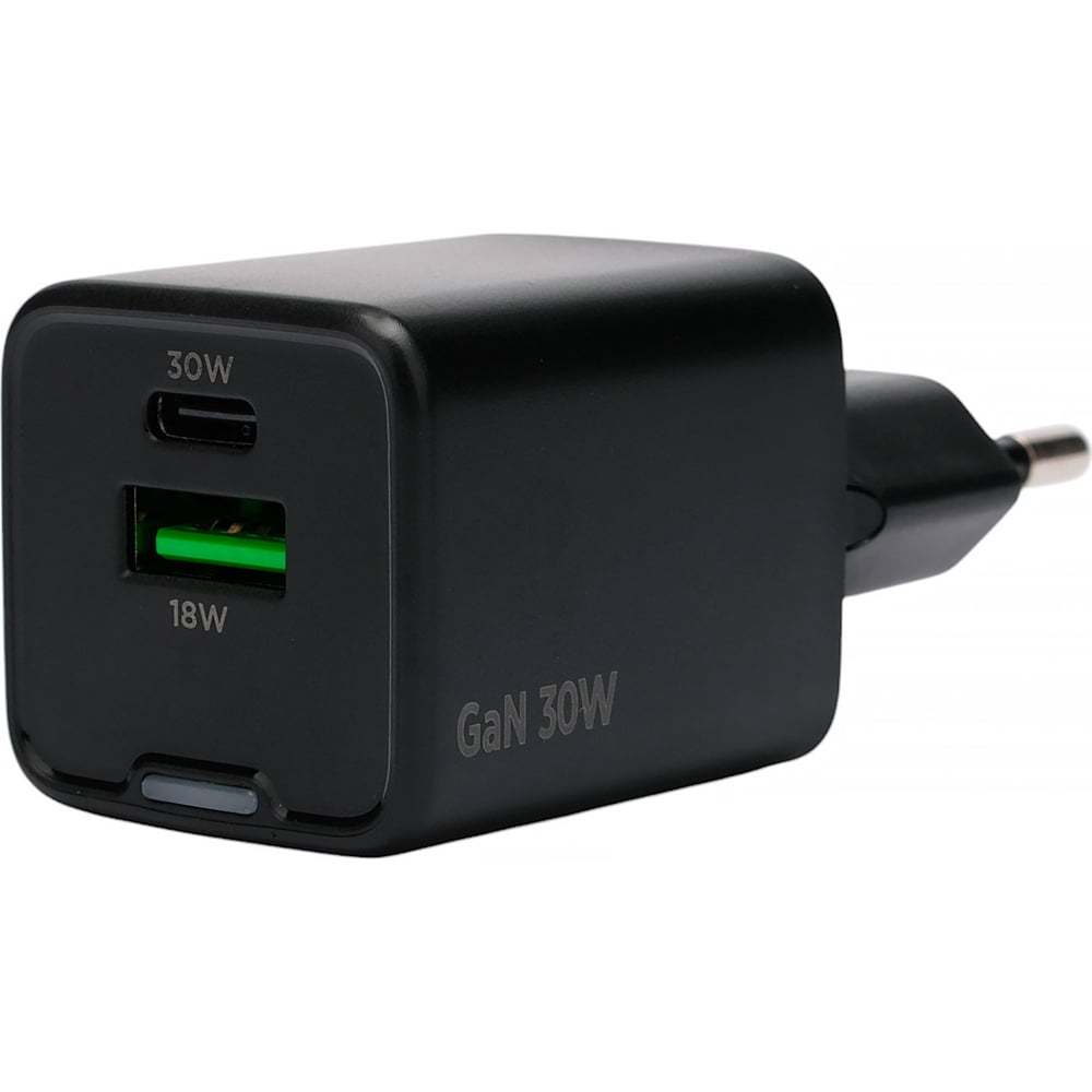 Изображение товара Зарядное устройство Cablexpert 30Вт GaN с USB и Type-C для быстрой зарядки