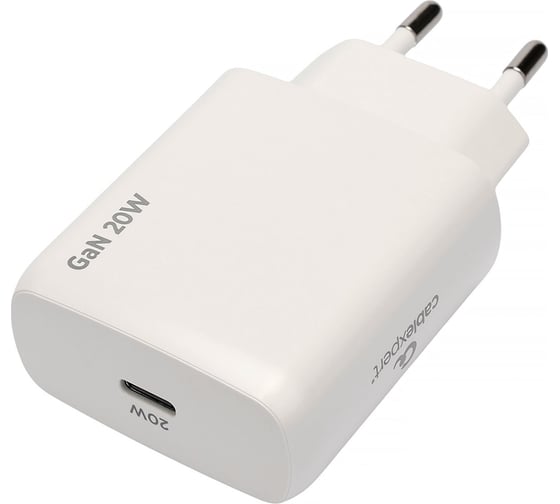 Изображение товара Зарядное устройство Cablexpert 20Вт GaN, 3А, QC4.0/PD, 1xType-C, белый, пакет, MP3A-PC-59