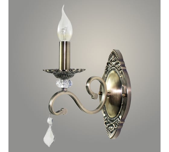 Изображение товара Бра РОСТОК N1208/1W AB бронза/хрусталь 1x40W Е14 h335, QH16 987658994