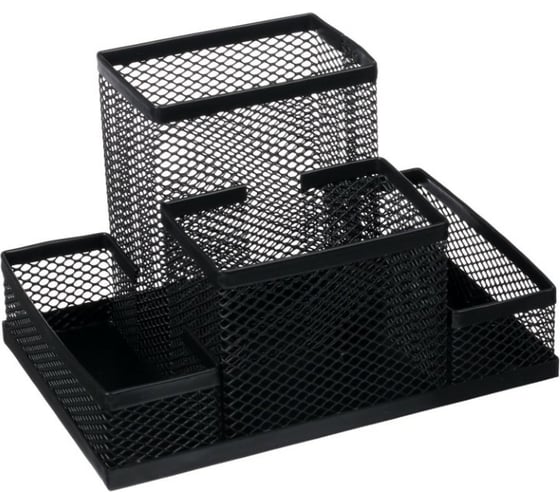Изображение товара Подставка для канцелярских мелочей Calligrata 4 отделения сетка металл черная 548709