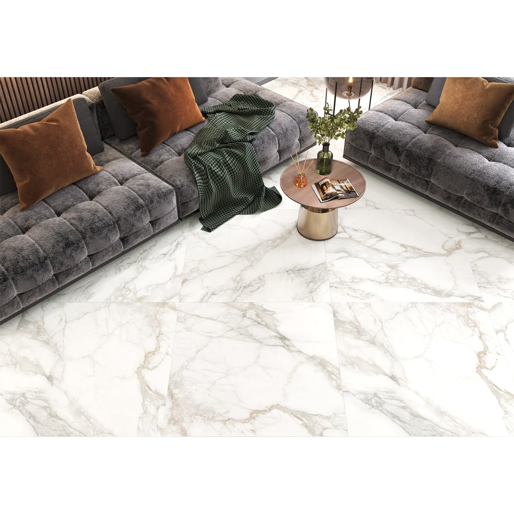 Изображение товара Глазурованный керамогранит Calacatta Luna 80x80 см 1.92 м2 3 шт в уп матовый белый