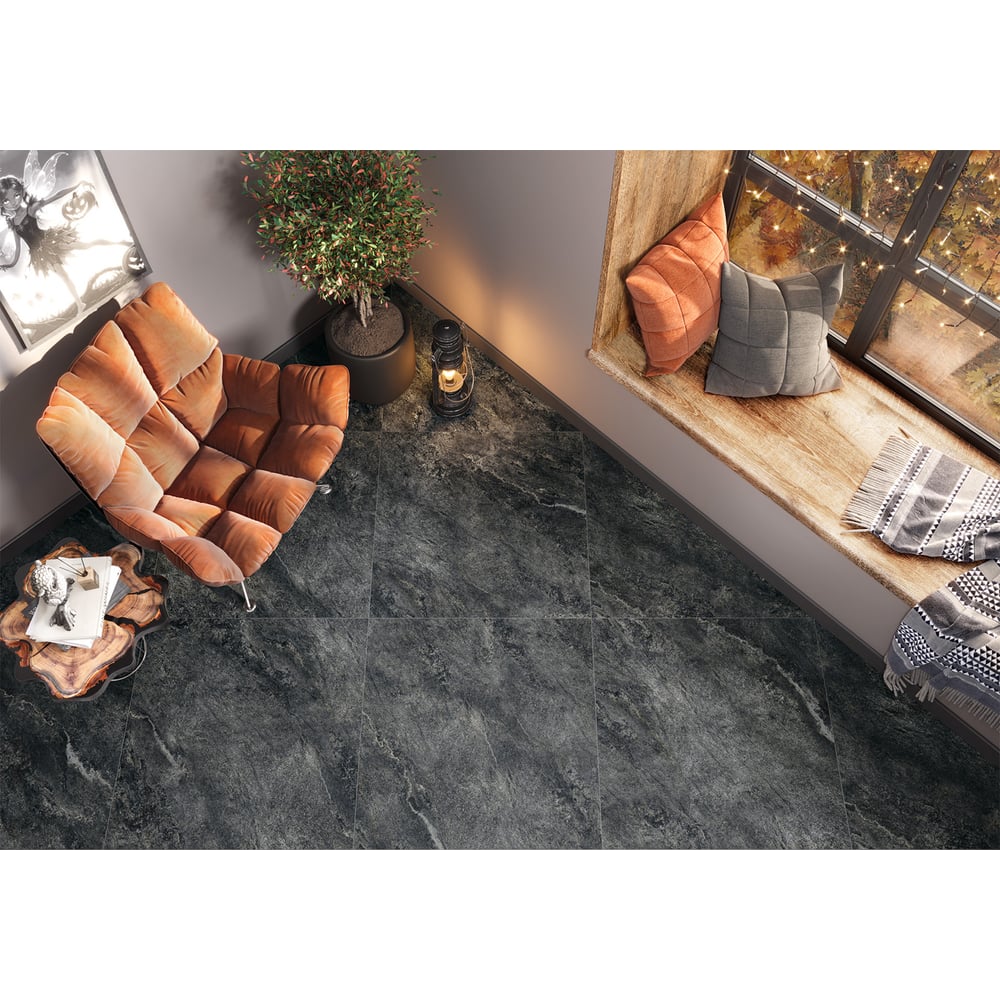 Изображение товара Глазурованный керамогранит LCM Ajax Black 80x80 см 3 шт м2 матовый черный