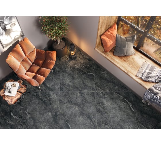 Изображение товара Глазурованный керамогранит LCM Ajax Black 80x80 см 1,92 м2 3 шт в уп матовый цвет черный 8080AJA99M