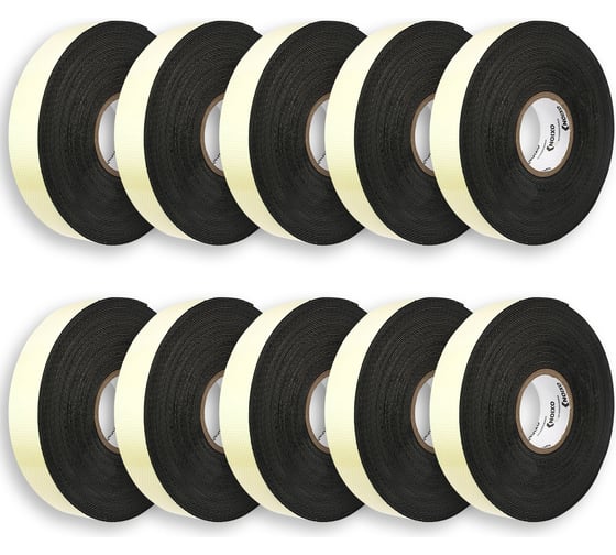 Изображение товара Изолента OXION высоковольтная, самослипающаяся, самоспекающаяся, 22 ммх10 м, черная, 10 шт. в упаковке, арт. OX-RTHVSF10M-10PCS