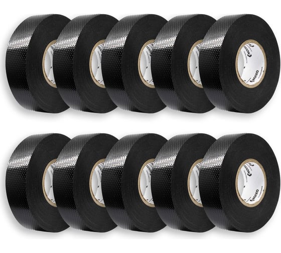 Изображение товара Изолента OXION высоковольтная, самослипающаяся, самоспекающаяся, 25ммх5м, черная, 10 шт. в упаковке, арт. OX-RTHVSF5M-10PCS