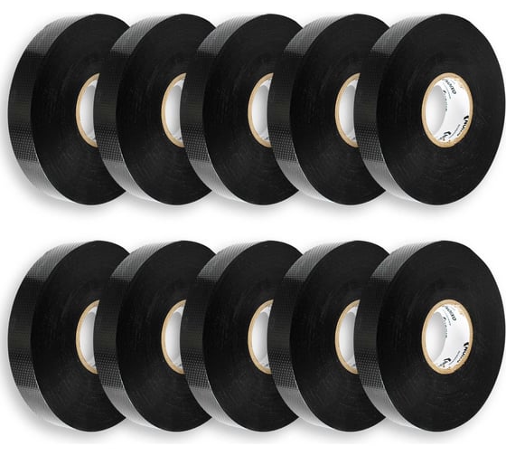 Изображение товара Изолента OXION высоковольтная, самослипающаяся, самоспекающаяся, 19ммх9м, черная, 10 шт. в упаковке, арт. OX-RTHVSF9M-10PCS