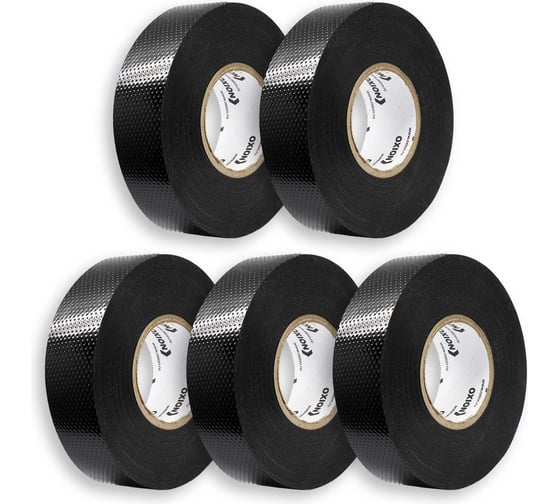 Изображение товара Изолента OXION высоковольтная, самослипающаяся, самоспекающаяся, 25ммх5м, черная, 5 шт. в упаковке, арт. OX-RTHVSF5M-5PCS