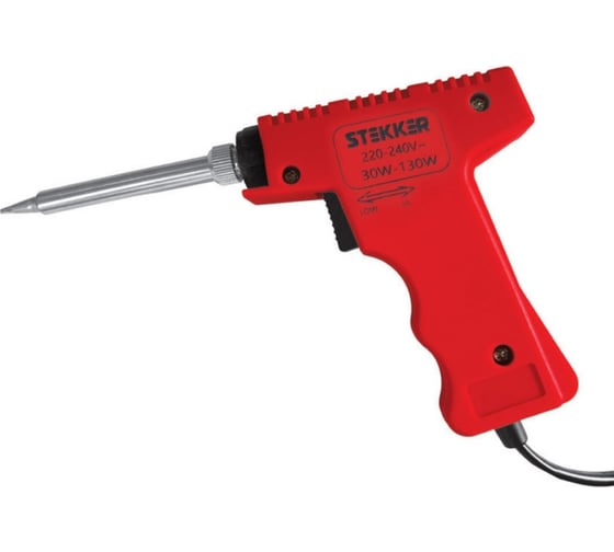Изображение товара Паяльник импульсный STEKKER двухрежимный, с керамическим нагревателем 30/130Вт, долговечное жало, 230В, PLE502-130 49815