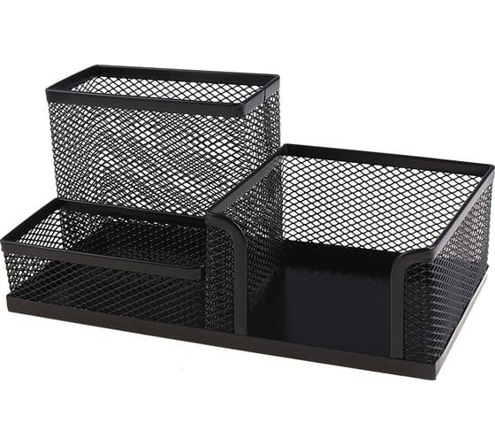 Изображение товара Подставка для канцелярских мелочей Calligrata 3 отделения сетка металл черная 548716
