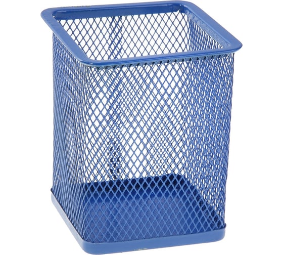 Изображение товара Квадратный стакан для пишущих принадлежностей Calligrata сетка металл синий 160361