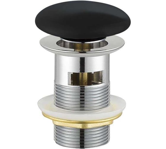 Изображение товара Донный клапан Cezares с системой "Клик-клак" с переливом, черная керамическая крышка CZR-SAT7-NERO