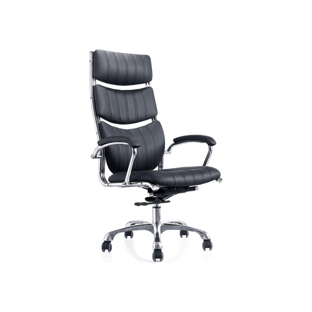 Кресло руководителя BN_Ji_ECHAIR-518 ml кожа, черная,хром