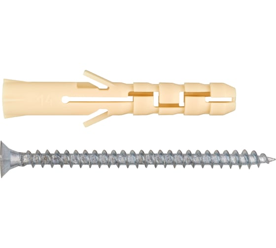 Изображение товара Дюбель ЕВРОПАРТНЕР нейлоновый PND M 6x40мм c шурупом 4x50мм 120 шт. 0525 D