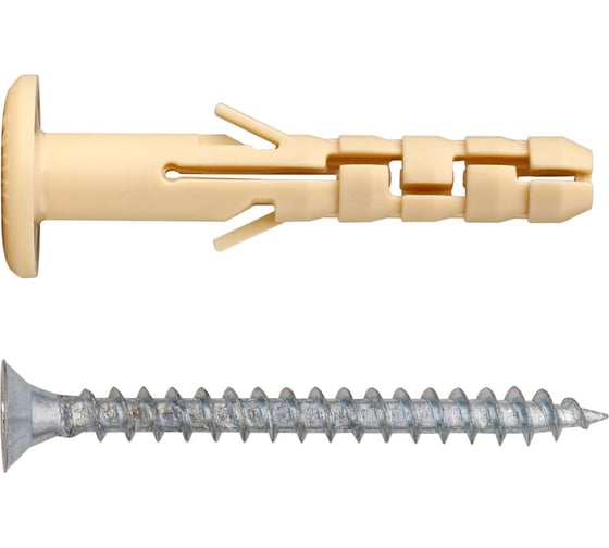 Изображение товара Дюбель ЕВРОПАРТНЕР с фланцем для сквозного монтажа нейлоновый PND F 6х40мм с шурупом 4,0х40мм 40 шт. K2 0476 0