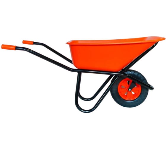 Изображение товара Тачка строительная одноколесная ООО РВ Пласт 110л/180кг, оранжевая 0256