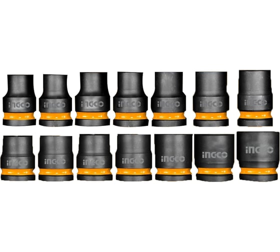 Изображение товара Набор головок ударных INGCO SUPER INDUSTRIAL 1/2", 10-27, 14шт. HKISSD12141
