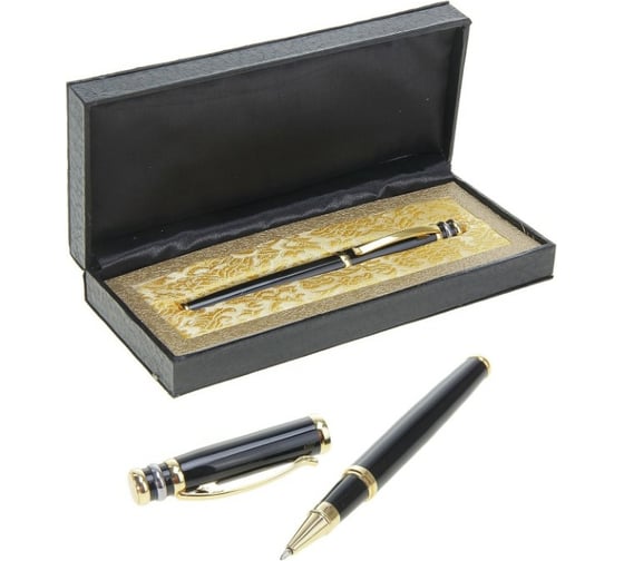 Изображение товара Подарочная капиллярная ручка Calligrata Профи в кожзам футляре черная с золотом 634800