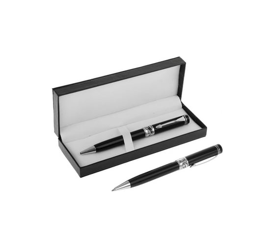 Изображение товара Поворотная шариковая подарочная ручка Calligrata Премиум в кожзам футляре, корпус черный с серебром 132009