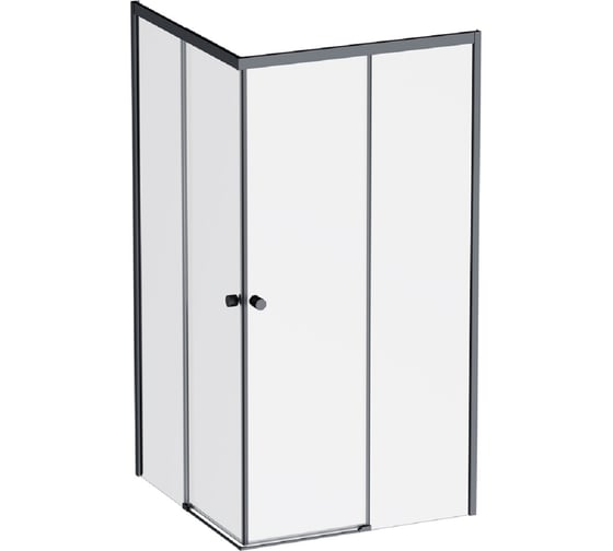 Изображение товара Душевое ограждение AM.PM X-joy квадратное, раздвижные двери 100x100 черный матовый, стекло прозрачное W94G-403-100100-BT1K
