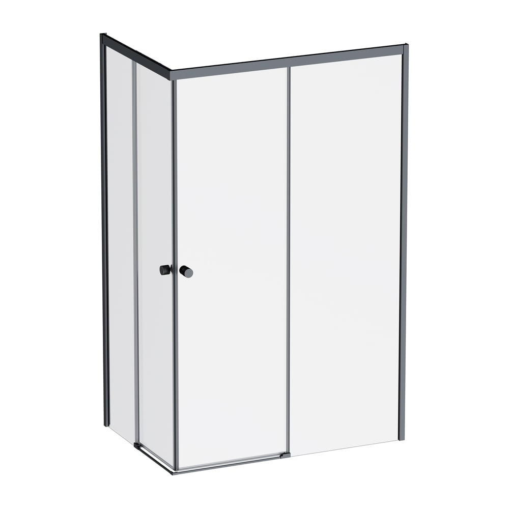 Изображение товара Душевое ограждение AM.PM X-joy прямоугольное 120x80 раздвижные двери черный матовый стекло