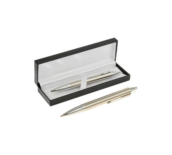 Изображение товара Автоматическая шариковая подарочная ручка Calligrata Модерн в кожзам футляре, корпус серебристый 131983