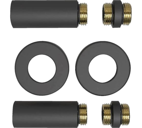 Изображение товара Удлинители  VIVALDO черные, с резьбой по всей длине 1/2РВ-РН L60 мм с чашками SRE-AT