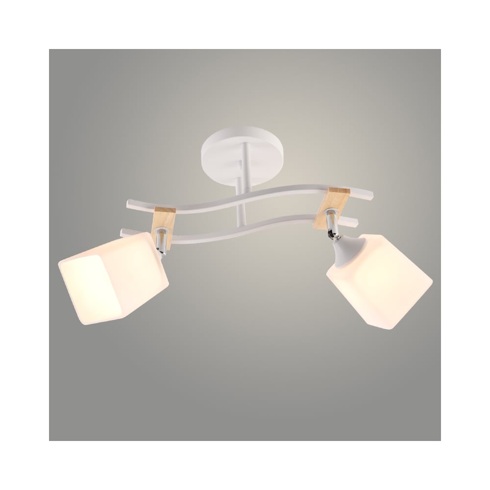 Изображение товара Люстра РОСТОК XA1586/2 WH+CR+WOOD белый с хромом и оформлением из дерева