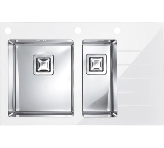 Изображение товара Мойка ALVEUS CRYSTALIX 20 (белый) 860x540 1+1/2 левая, с сиф.1127260, кол.1119835, доз.1069687 1099642