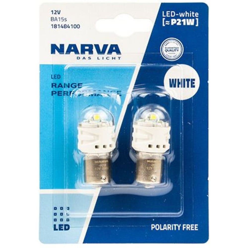 Изображение товара Автолампа P21W LED WHITE BA15s 12V Narva 181484100 2шт белый