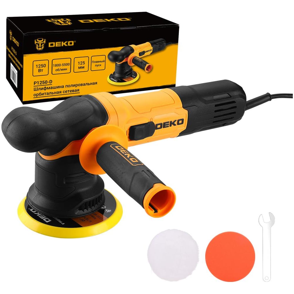 Изображение товара Шлифмашина полировальная орбитальная DEKO сетевая P1250-D, 125 мм, 1250 Вт 083-1046 Изображение товара Шлифмашина полировальная орбитальная DEKO сетевая P1250-D, 125 мм, 1250 Вт 083-1046