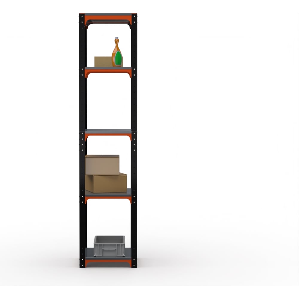 Изображение товара Стеллаж ООО Металекс Kit Comfort 1800х600х600 мм, 5 полок, оранжево-чёрный 202411