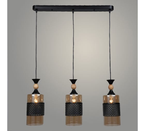 Изображение товара Подвес РОСТОК N5172/3HT BK+WOOD черный, 3x40W, Е27, d300 h800, QH22 988025812