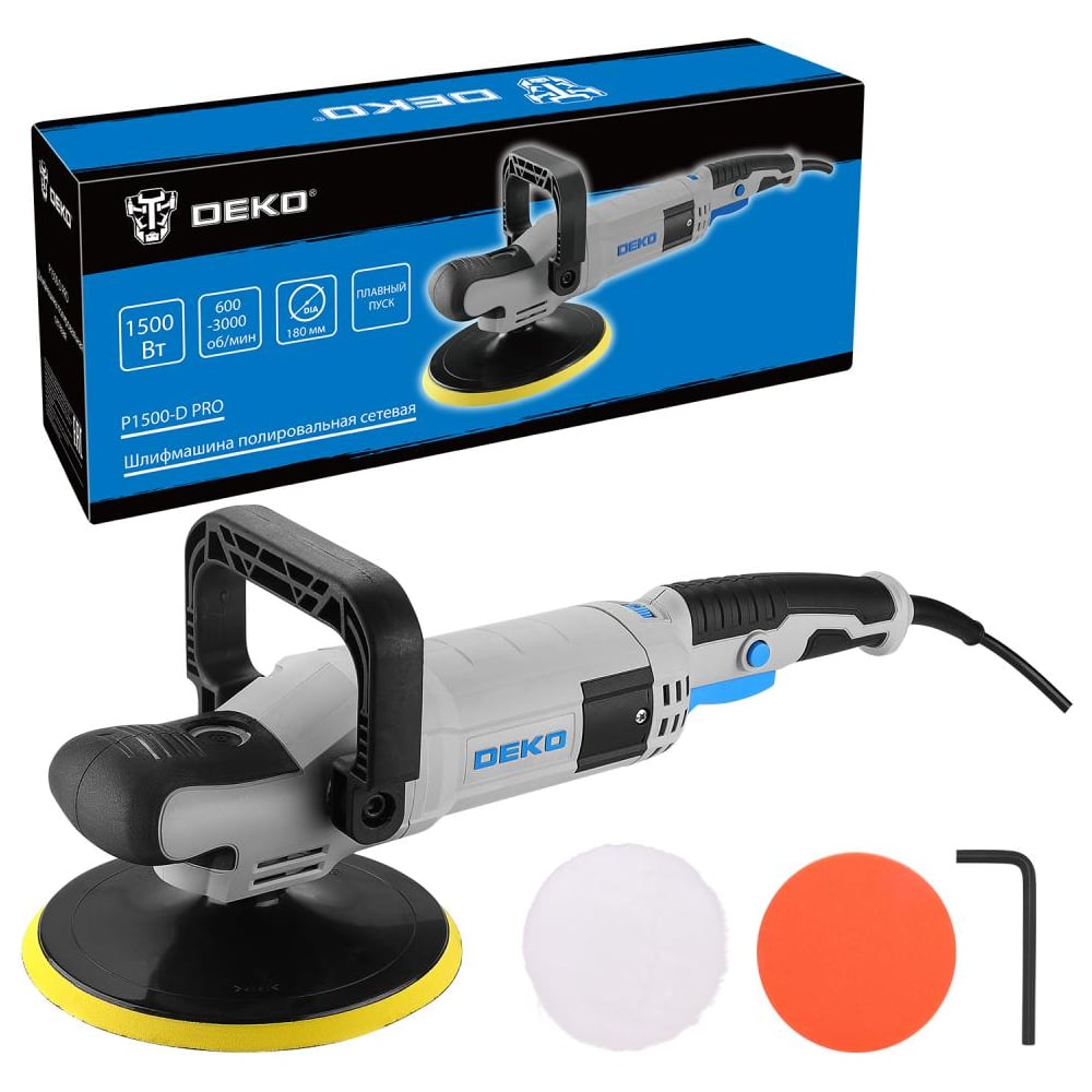 Изображение товара Шлифмашина DEKO P1500-D PRO 180 мм 1500 Вт с плавным пуском Изображение товара Шлифмашина DEKO P1500-D PRO 180 мм 1500 Вт с плавным пуском