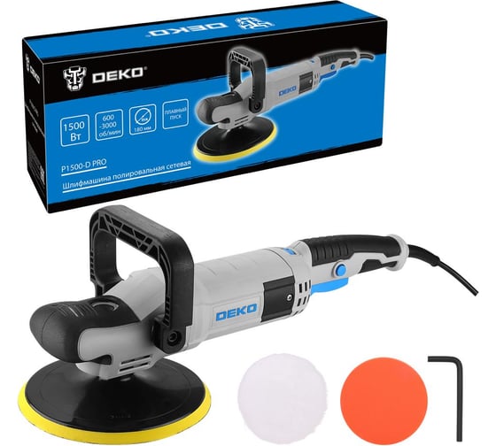 Изображение товара Шлифмашина полировальная DEKO сетевая P1500-D PRO, 180 мм, 1500 Вт 083-1050