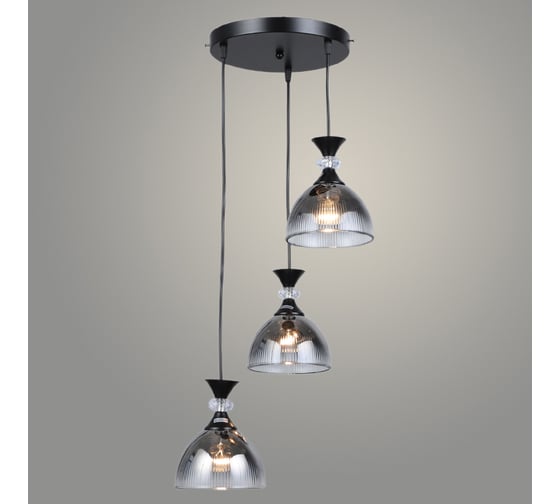 Изображение товара Подвес РОСТОК N5866/3HQ BK+SMK черный, 3x40W, Е27, d360 h800, QH23 988372669