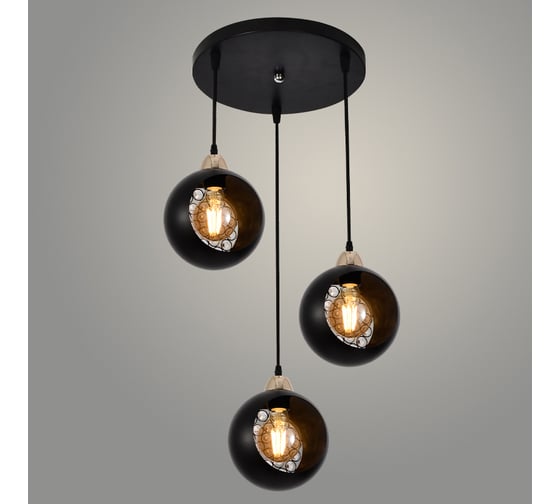 Изображение товара Подвес РОСТОК XA3230/3HQ BK+FGD черный/золото, 3x60W, Е27, d350 h1000 crst, HN23 988372927