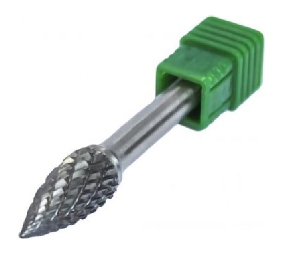 Изображение товара Шарошка коническая скругленная по металлу Rockforce диаметр 6мм, диаметр хвостовика 6мм, в пластиковом футляре RF-617G0618(49347)