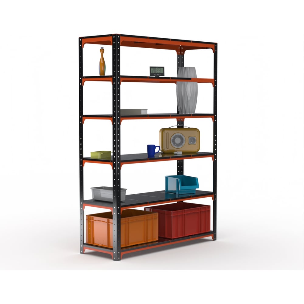 Стеллаж ООО Металекс Metalex Kit Comfort 2200х1600х300 6-ть полок (оранжево-чёрный) / 202669