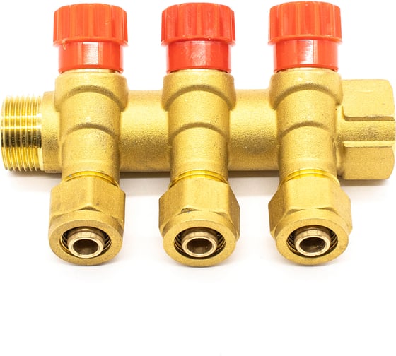 Изображение товара Коллектор Damento Clima c регулирующими вентилями под 45, 3/4*16 цанга на 3 выхода 1/30 996140