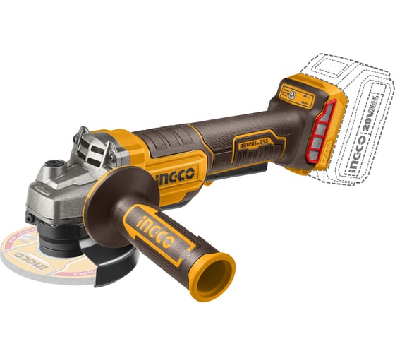 Изображение товара Аккумуляторная УШМ INGCO SUPER INDUSTRIAL 20В, BL 115мм, без АКБ и ЗУ CAGLI211156