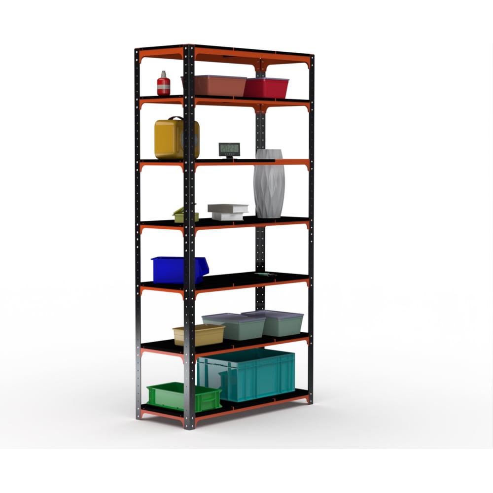 Изображение товара Стеллаж ООО Металекс Kit Comfort 2400х1300х500 мм 7 полок оранжево-чёрный